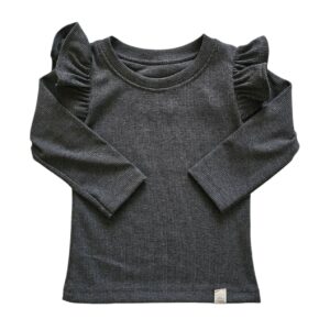 Longsleeve - RUFFLE dark grey melange