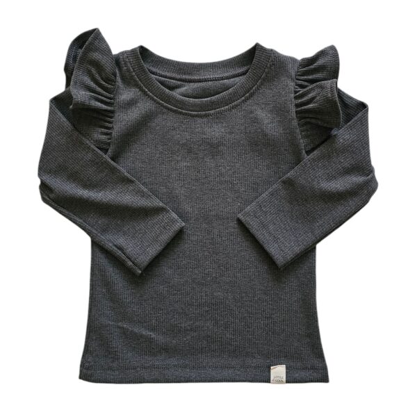 Longsleeve - RUFFLE dark grey melange