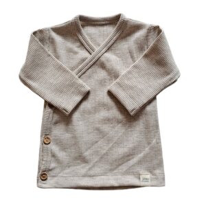 Longsleeve - overslag rib beige