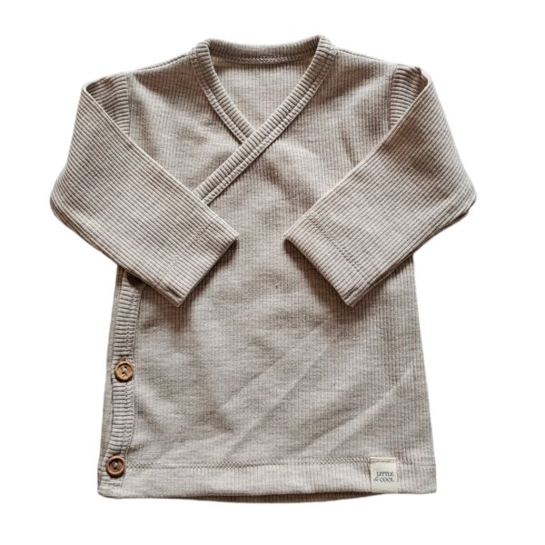 Longsleeve - overslag rib beige