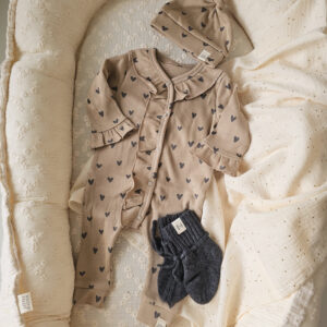 Boxpakje Jill - Ruffel Hartjes dark beige rib