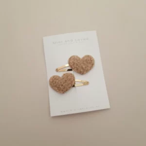 Mini&loved - Teddy Heart brown clip middel (2 stuks)