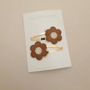 Mini&loved - Flower Amélie Brown clip groot (2 stuks)