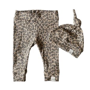 Newborn set - Rib panter dark beige