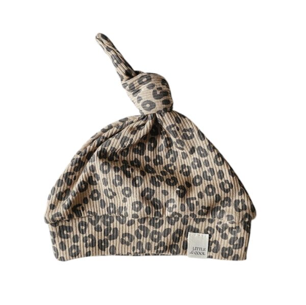 Newborn Mutsje los - Rib panter dark beige
