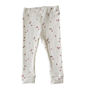 Skinny legging - Rib hartjes klei roze
