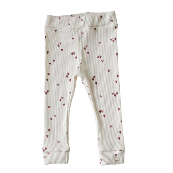 Skinny legging - Rib hartjes klei roze