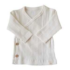 Longsleeve - overslag rib ecru streep