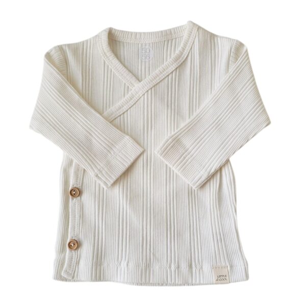 Longsleeve - overslag rib ecru streep