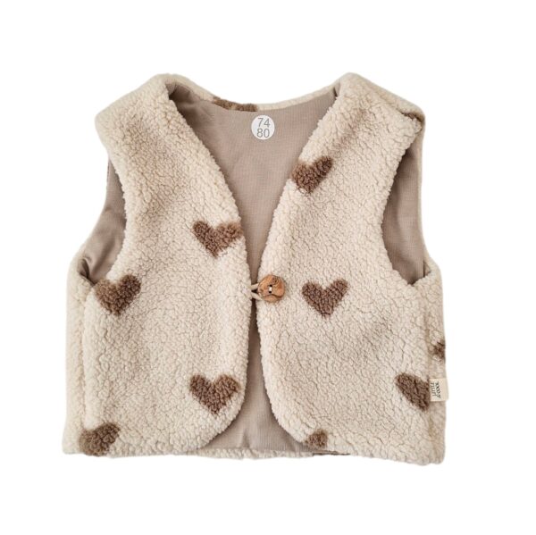 Teddy gilet Hartjes beige - Afbeelding 2