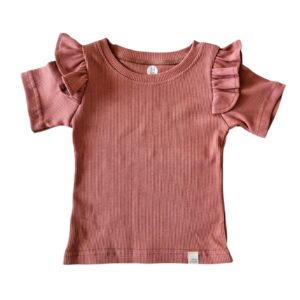 Shirt - Ruffel Rib koraal