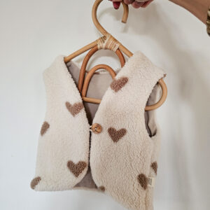 Teddy gilet Hartjes beige