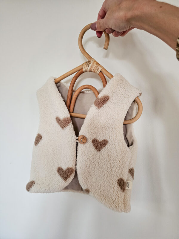 Teddy gilet Hartjes beige