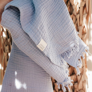 XL Beach Swaddle - blauw franjers TRIPLE