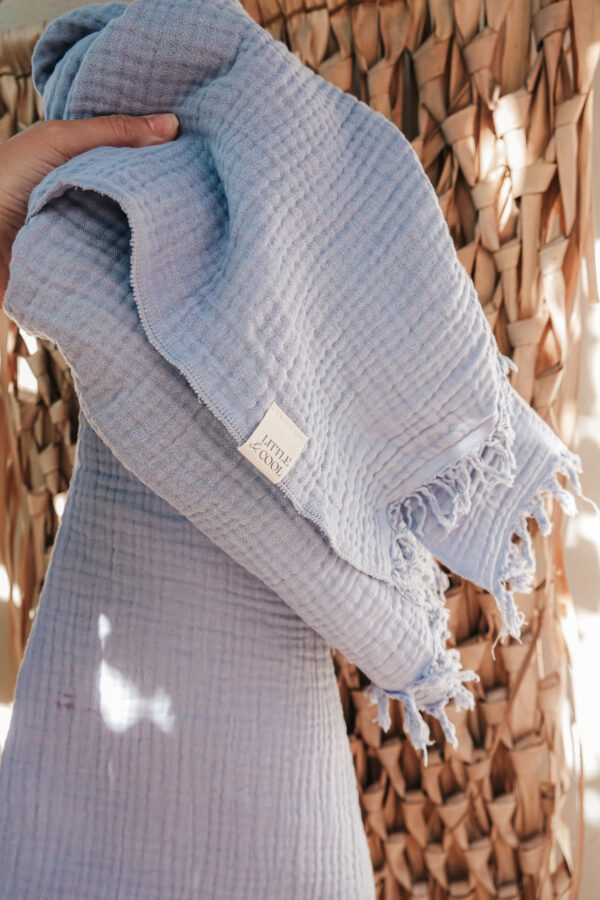 XL Beach Swaddle - blauw franjers TRIPLE