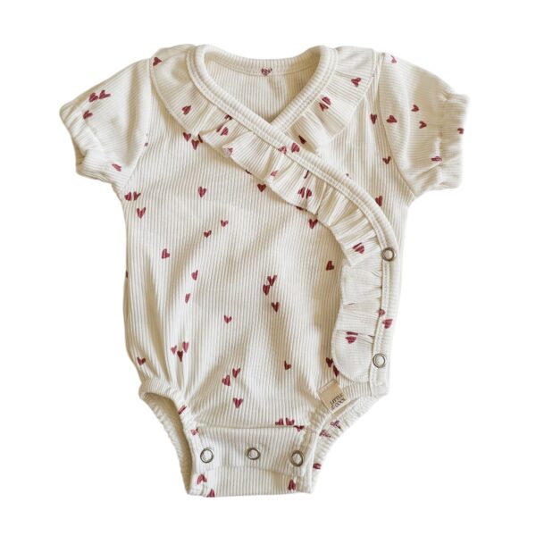 Romper - ruffel hartjes klei roze