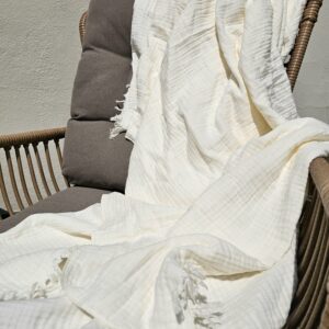 XL Beach Swaddle - Ecru franjers TRIPLE