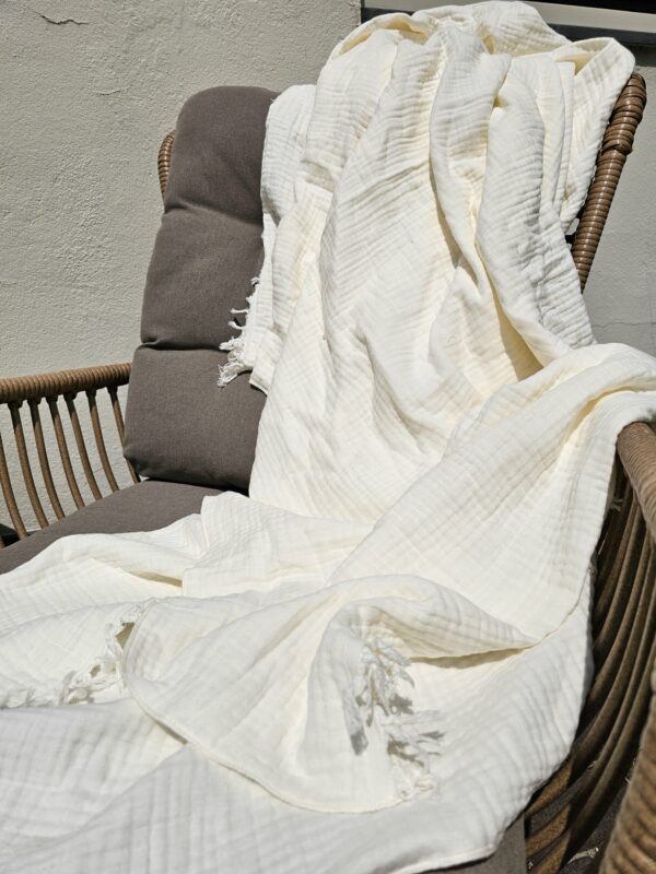 XL Beach Swaddle - Ecru franjers TRIPLE