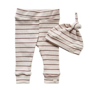 Newborn set -Rib brede streep brown