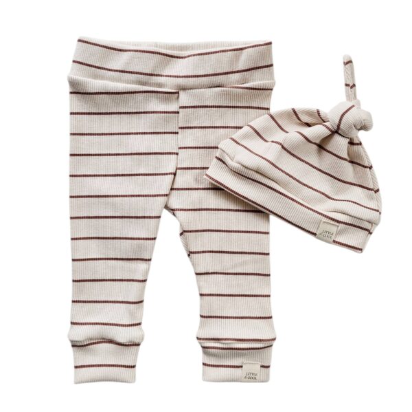 Newborn set -Rib brede streep brown