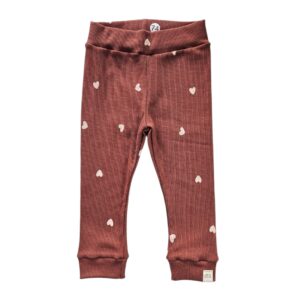Skinny legging -hartjes dark red rib