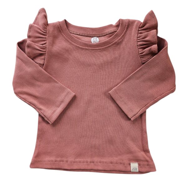 Longsleeve - RUFFLE Rib koraal