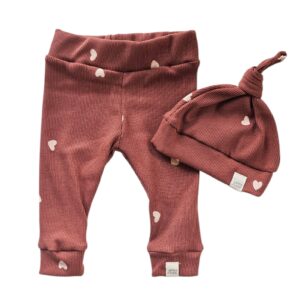 Newborn set - hartjes rib red