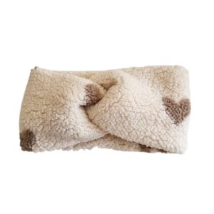 Hoofdband teddy twist hartjes ecru