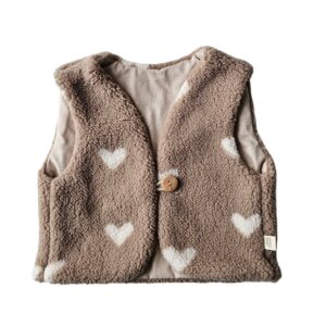Teddy gilet Hartjes taupe