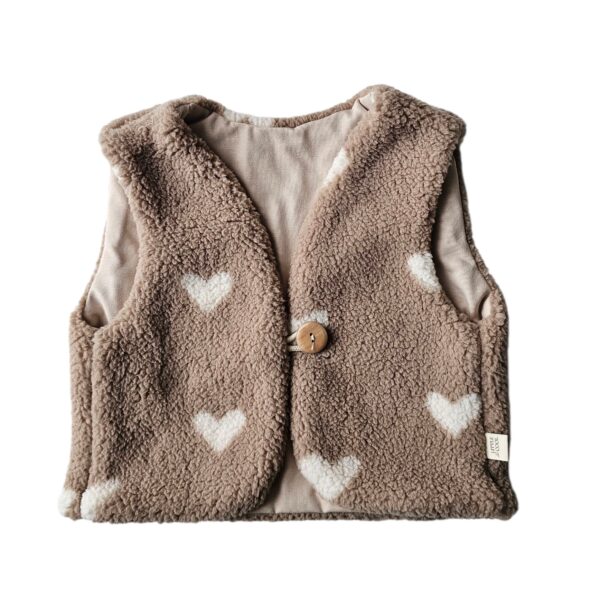 Teddy gilet Hartjes taupe