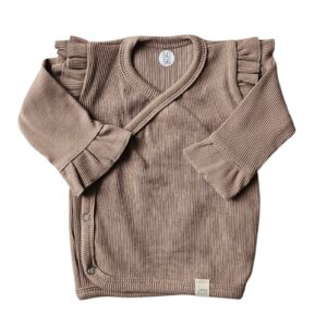 Longsleeve - overslag ruffle taupe rib