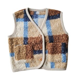 Teddy gilet Bobbi ruit beige