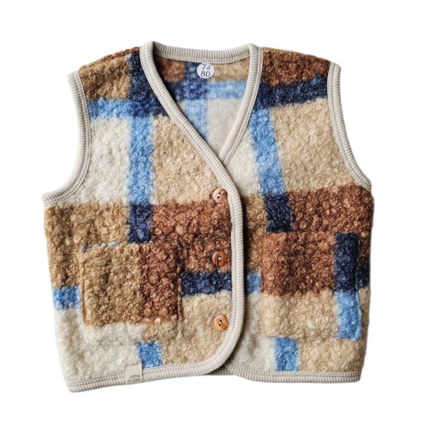 Teddy gilet Bobbi ruit beige