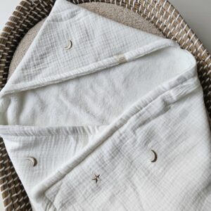 Badcape/Wikkeldoek Moons & Stars ecru