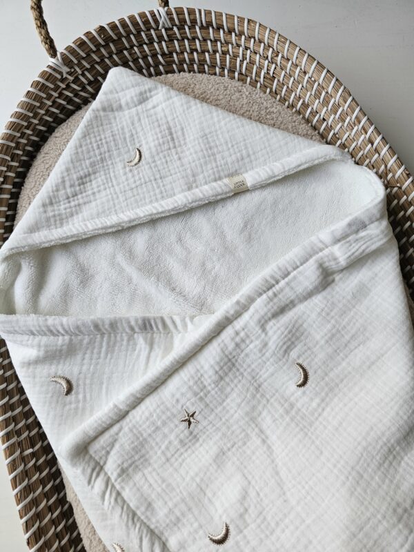 Badcape/Wikkeldoek Moons & Stars ecru