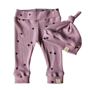Newborn set -  Lila hartjes