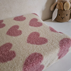 Aankleedkussenhoes -Teddy hartjes pink