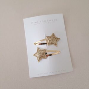 Mini&loved - Glitter Christmas star gold middel (2 stuks)