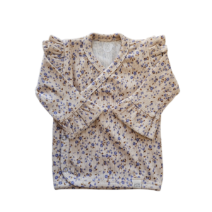 Longsleeve - overslag ruffle mini flowers blue