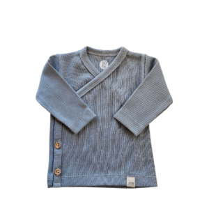 Longsleeve - overslag rib staalblauw