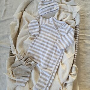 Boxpakje - Sam rib brede streep beige ecru