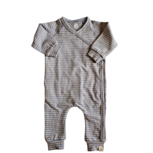 Boxpakje - Sam rib streepjes staalblauw beige