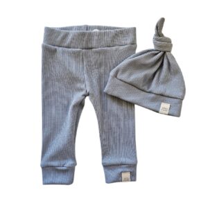 Newborn set -rib staalblauw