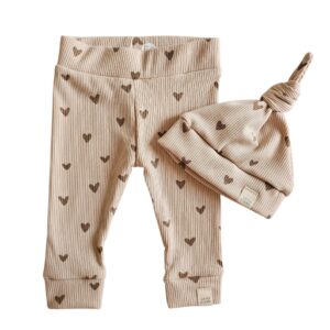Newborn set -  Rib hartjes naturel