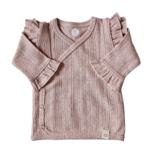 Longsleeve - overslag ruffle nude roze pointelle