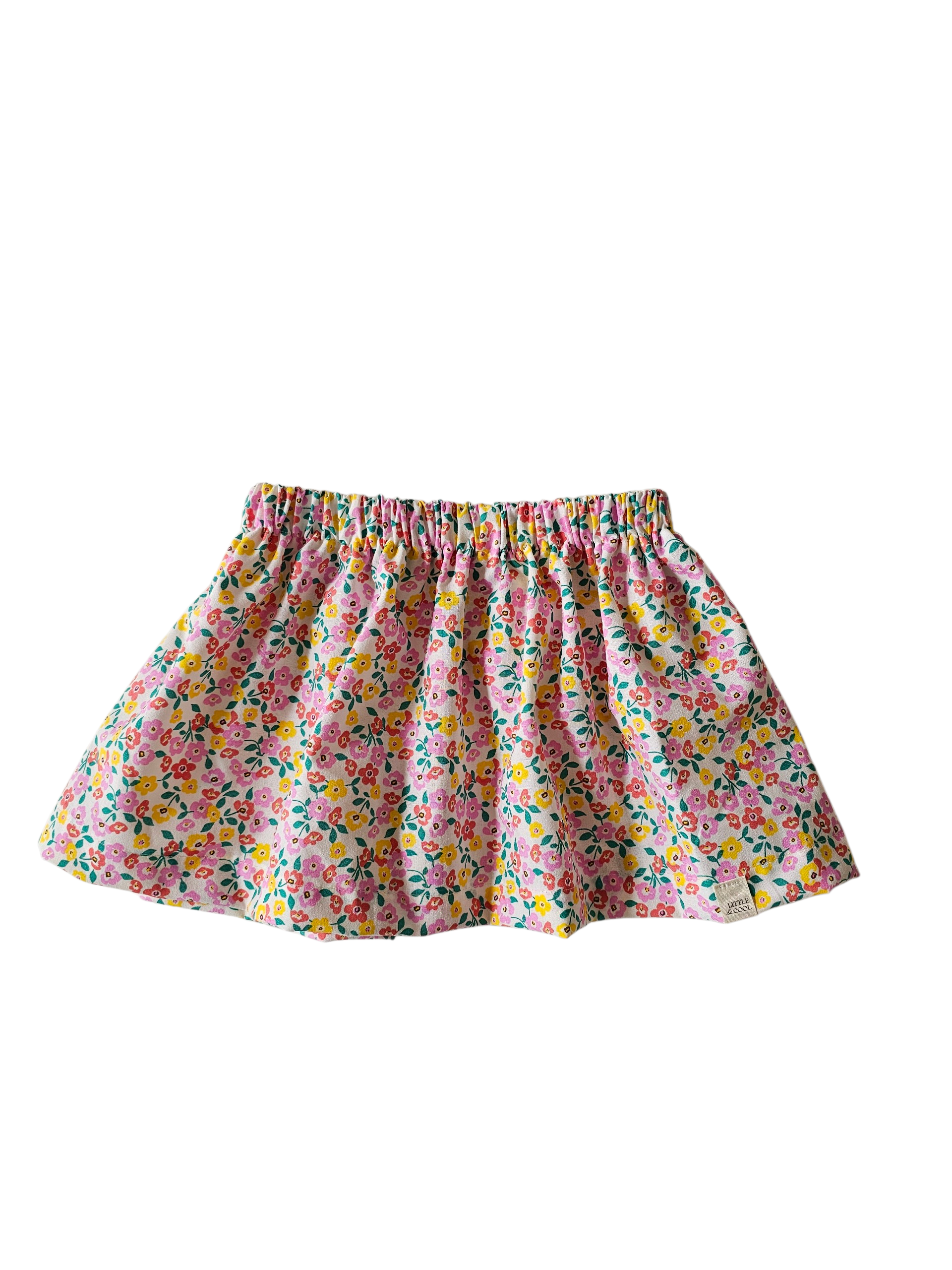 Rokje  bloemen roze geel