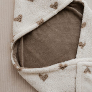 Badcape/Wikkeldoek hartjes teddy