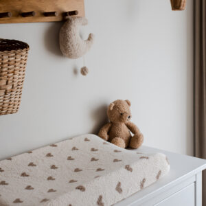 Aankleedkussenhoes -hartjes ecru teddy