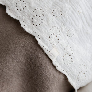 Laken gewassen katoen Wieg- / ledikant -Embroidery Naturel schulrand