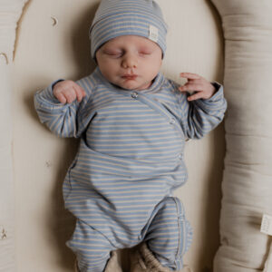 Boxpakje - Sam rib streepjes staalblauw beige